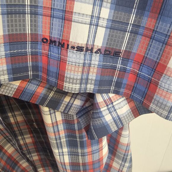 Columbia Omni-Shade Short Sleeve Shirt Plaid Red Blue Button Sz XXL Fishing W506 - Picture 4 of 11